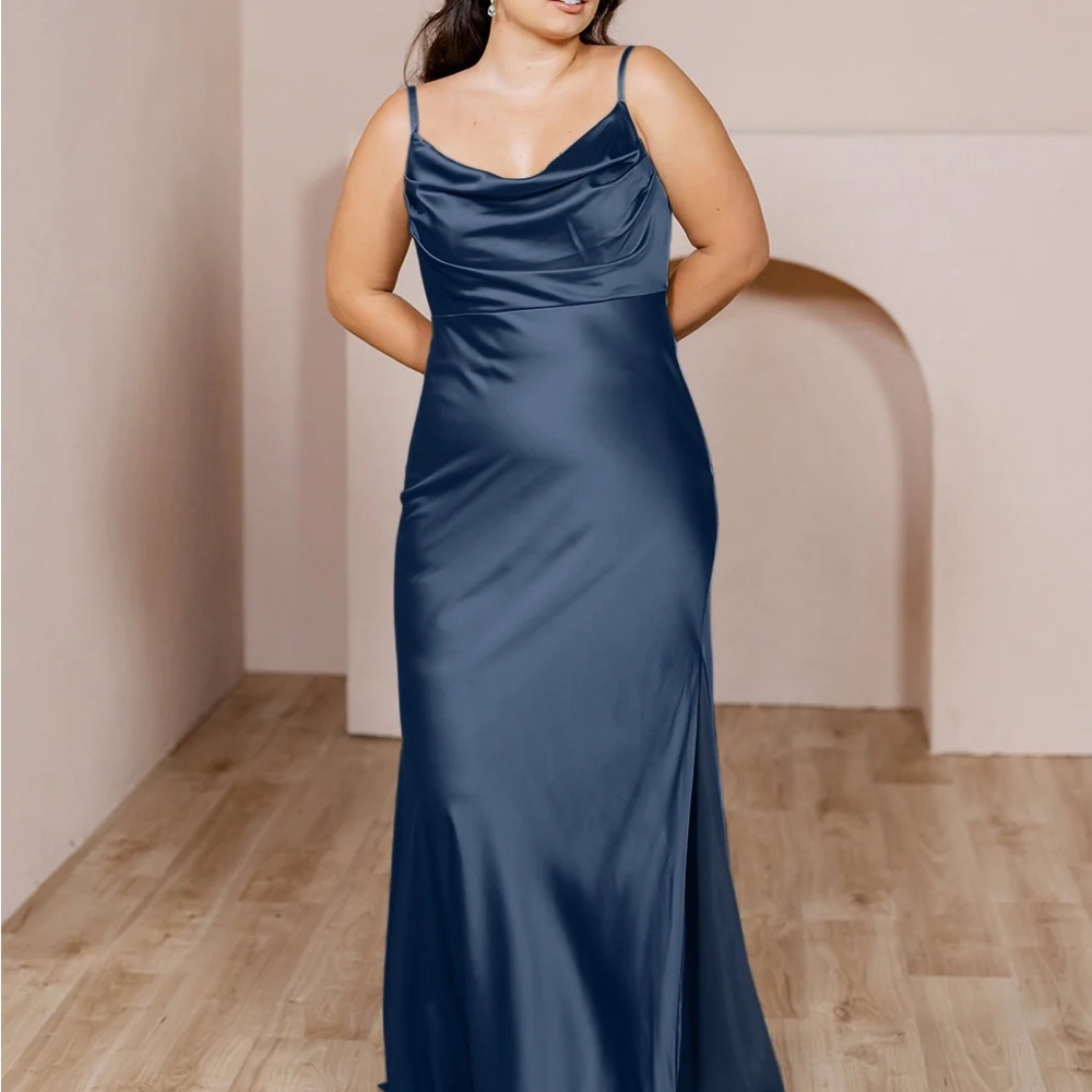 Revelry Navy Satin Skye Dress
